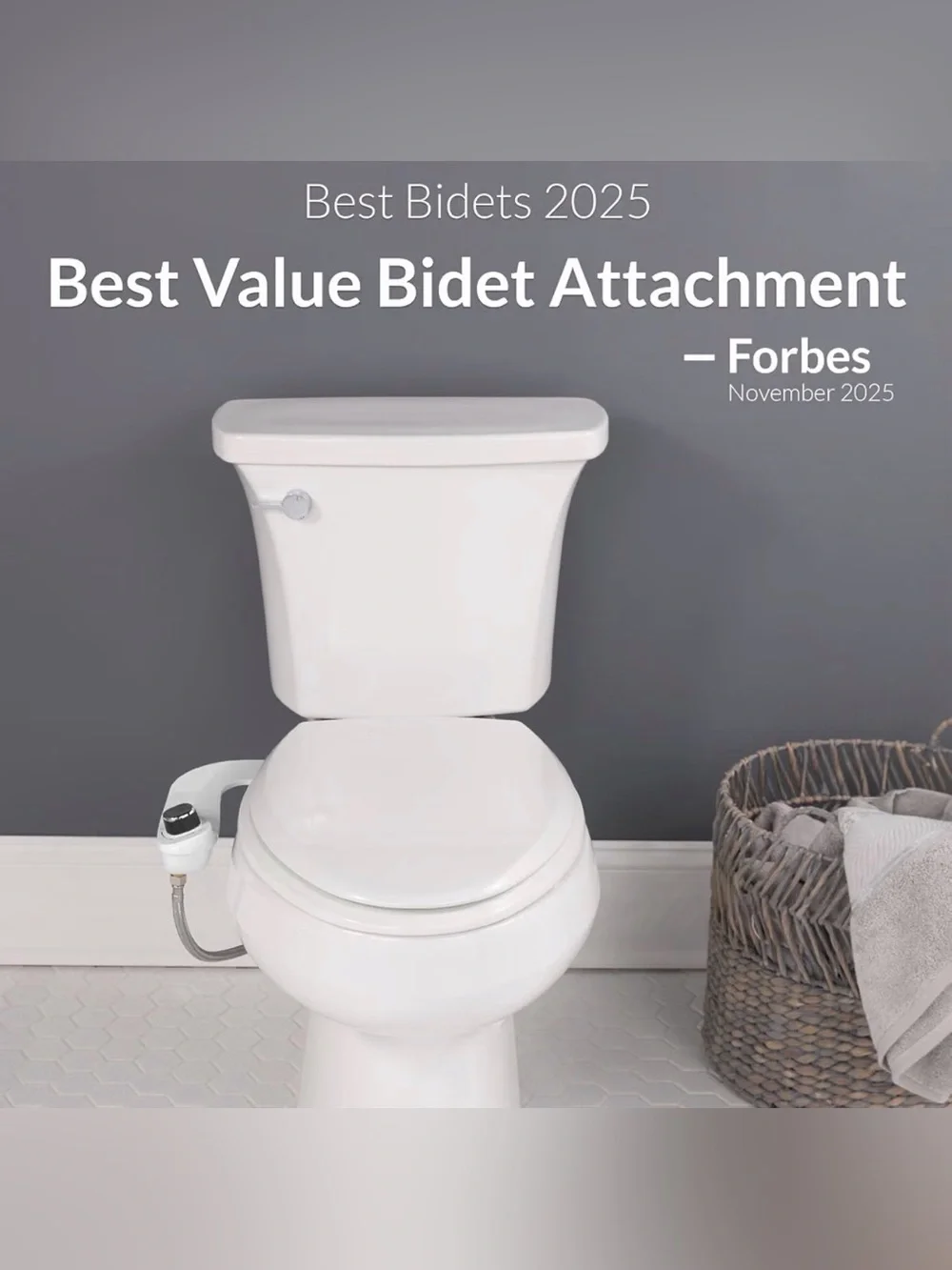 Bidet Attachment - White, Compact Design. Easy 10 minute setup and Installation